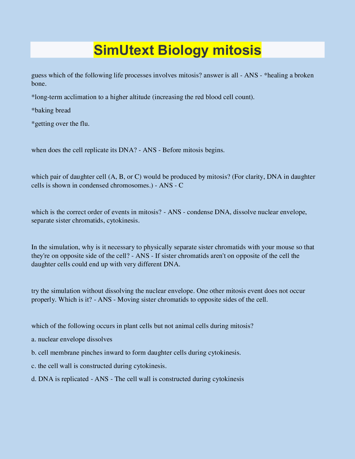 SimUtext Biology mitosis